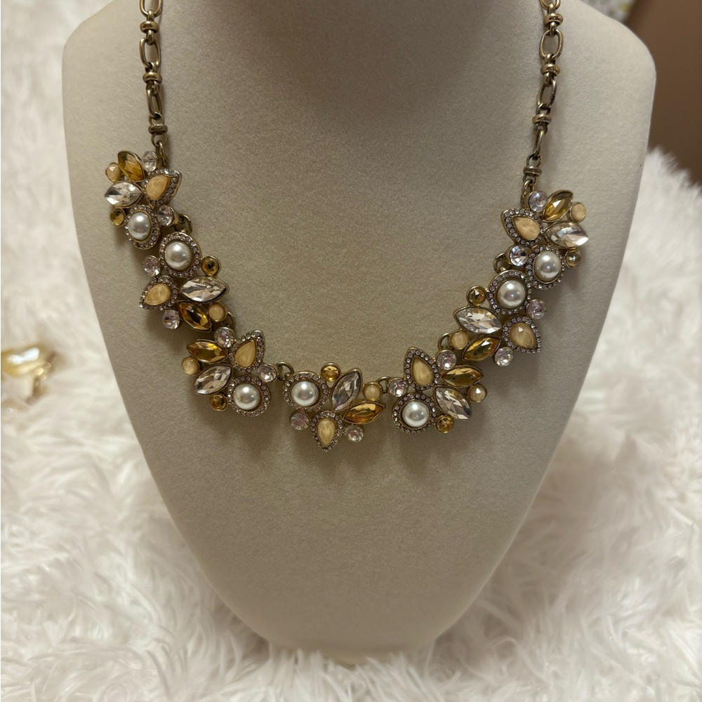 Gold and Pearl Floral Necklace
